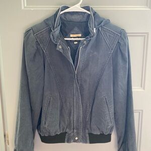 Vintage Mod Maid Charcoal Bomber Jacket 100% silk